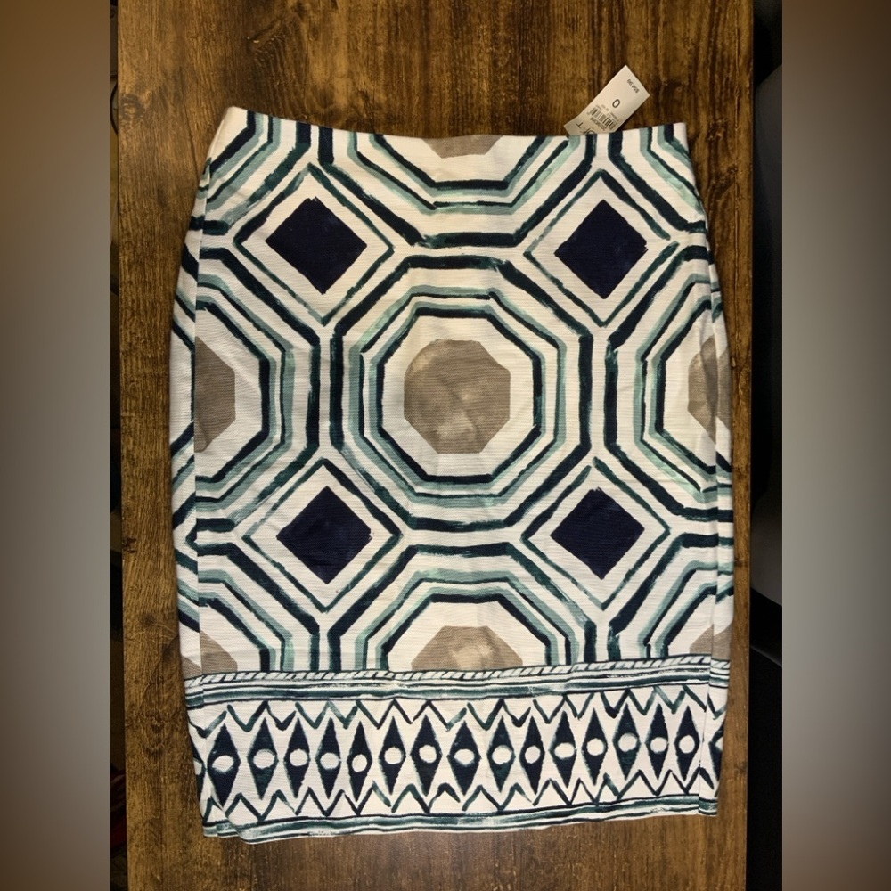 LOFT Geometric Print Pencil Mini Skirt Size 0 NWT